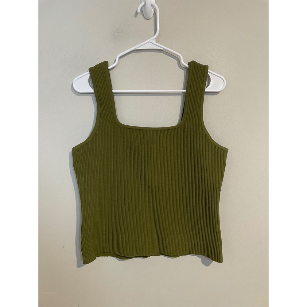 Bailey/44 Ribbed Knit Square Neck Tank‎ in Green Size XL